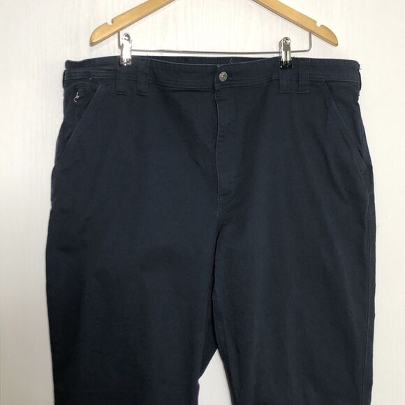 Duluth Trading Pants Mens 44 W 34 Blue Flex Fire Hose Foreman Canvas Workwear - Picture 2 of 14